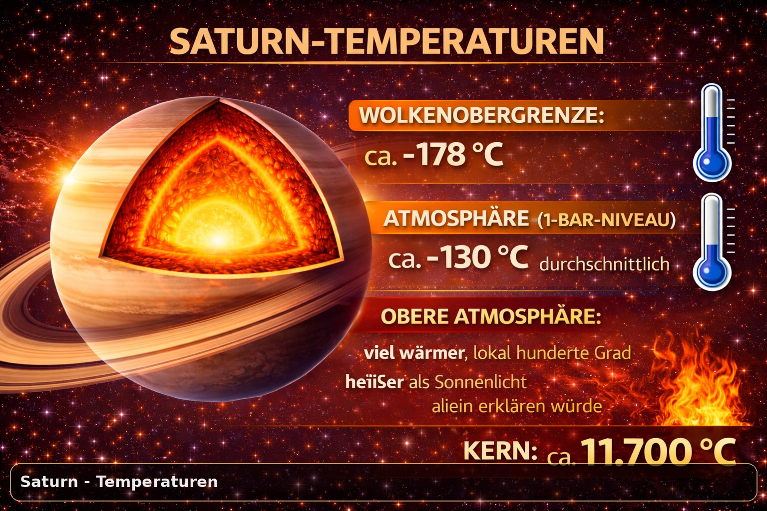 Temperaturen in Saturns Atmosphäre und im Inneren