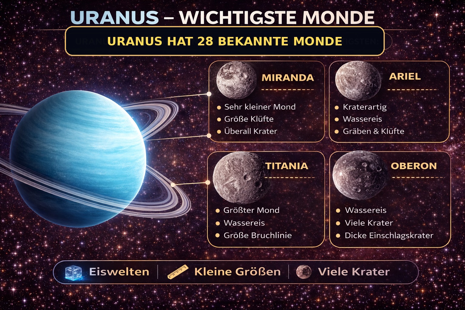 Die wichtigsten Monde des Uranus